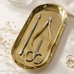 Aflang Guld Metal Bakke